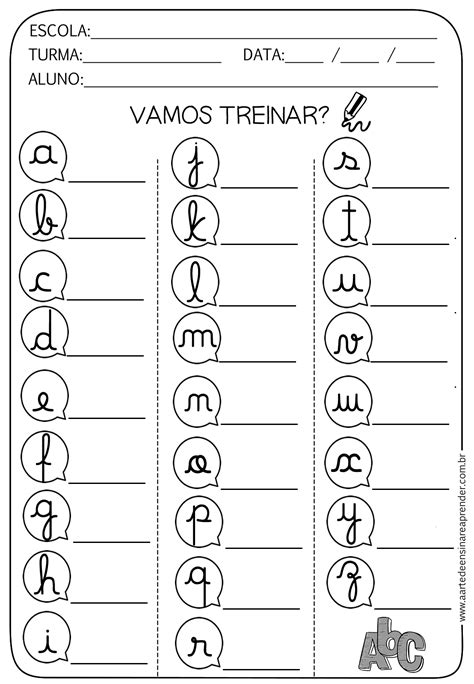 alfabeto cursivo minúsculo